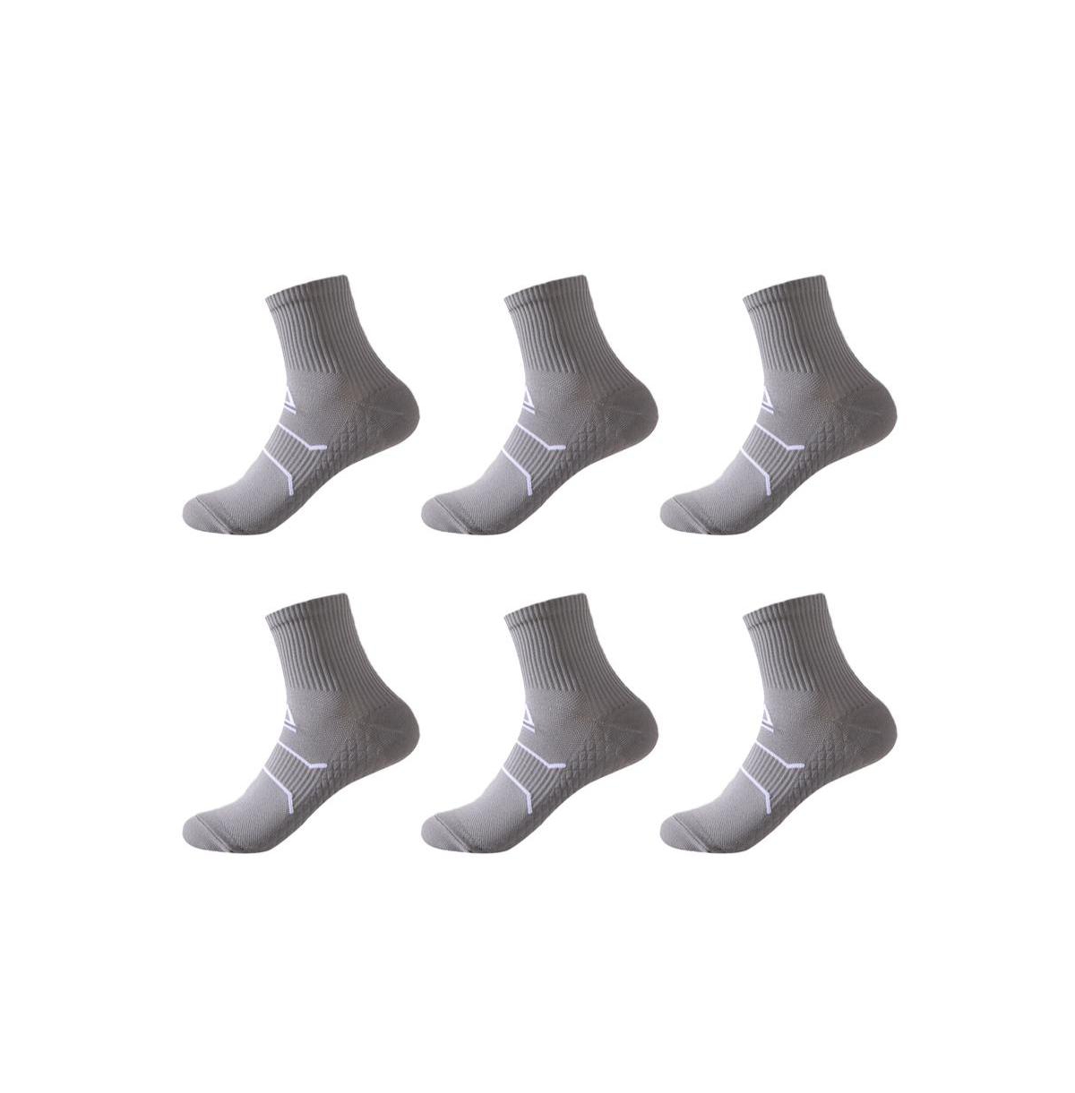 Brave man Unisex 6-Pack Ankle Arch Support Socks - Grey
