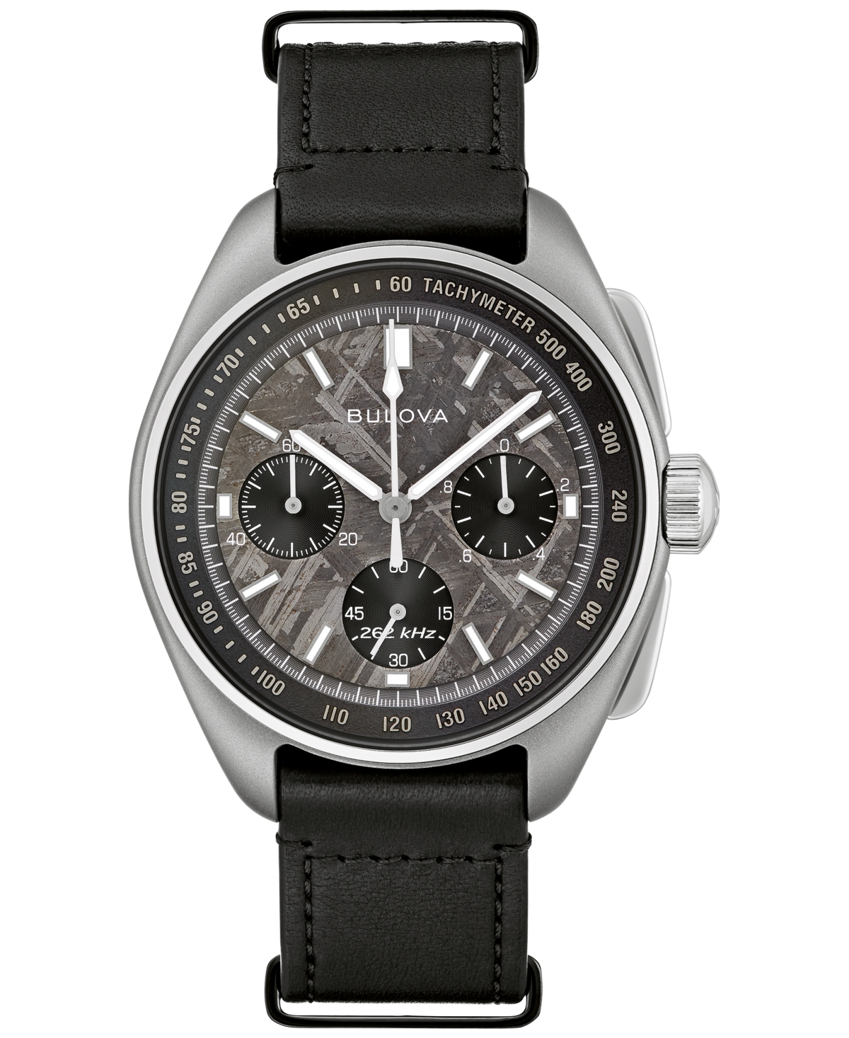 Men's Chronograph Lunar Pilot Meteorite Black Leather Strap Watch 44mm - Limited Edition - Black