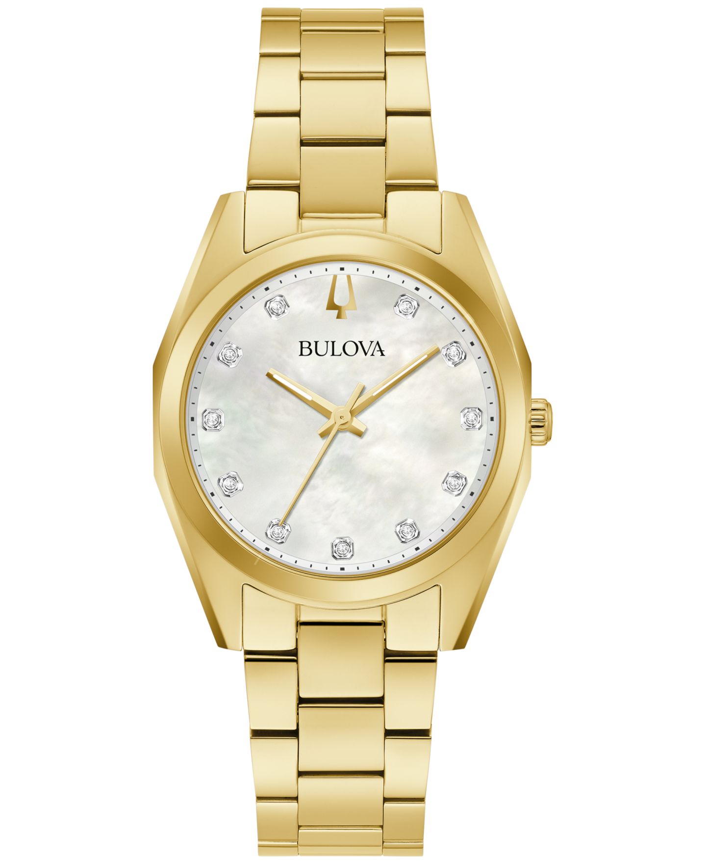 Женские часы Bulova Surveyor Diamond (1/20 ct. t.w.) Gold-Tone Stainless Steel Bracelet Watch 31mm — фото 1