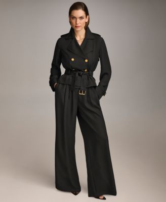 Cropped Belted Jacket Wide Leg Pant