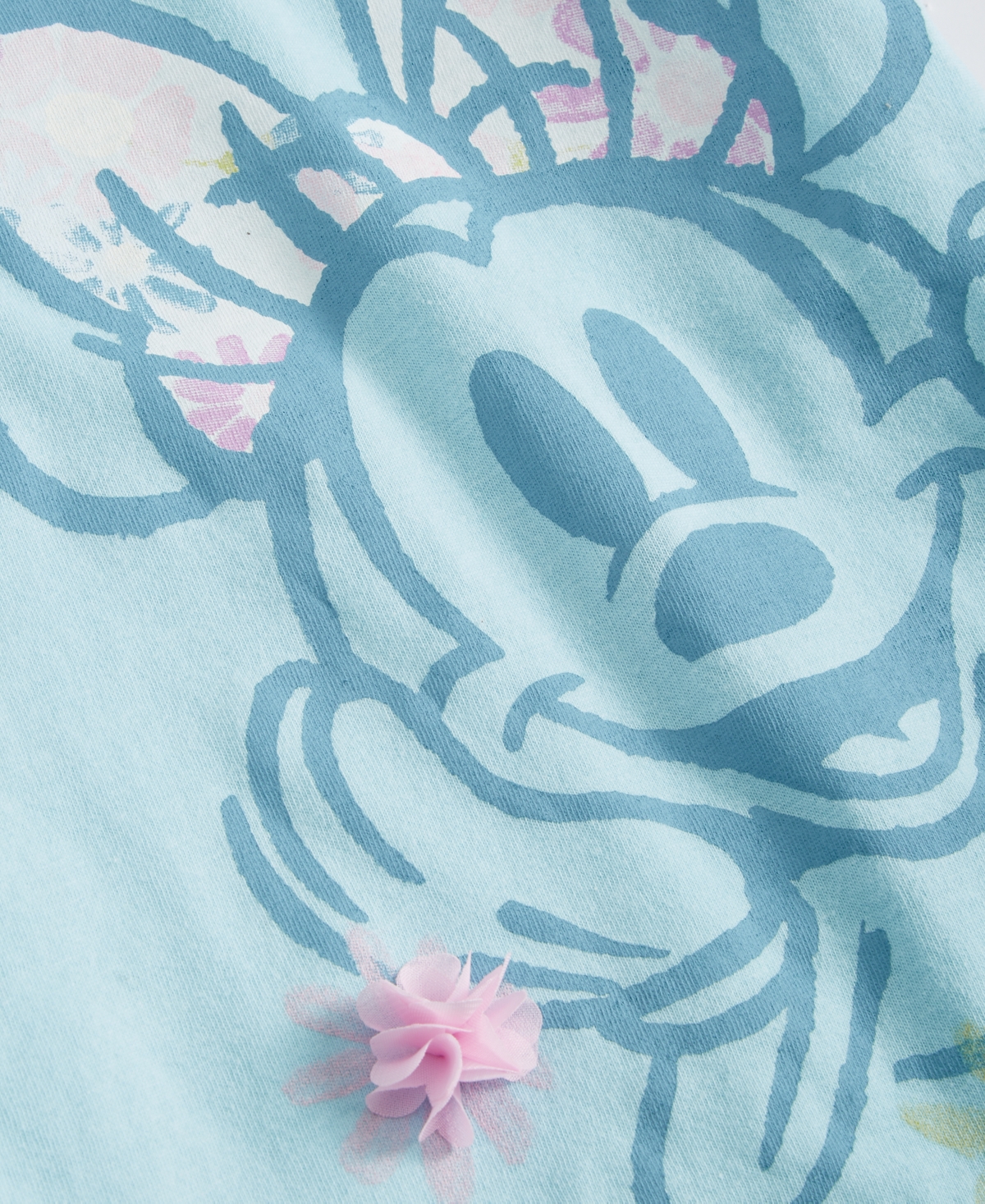 Shop Disney Toddler & Little Girls Minnie Mouse Flower Applique Printed T-shirt In Blue