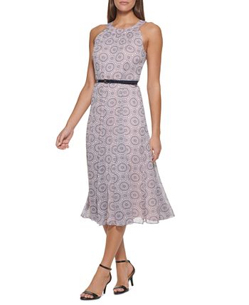 Tommy hilfiger printed hot sale belted halter midi dress