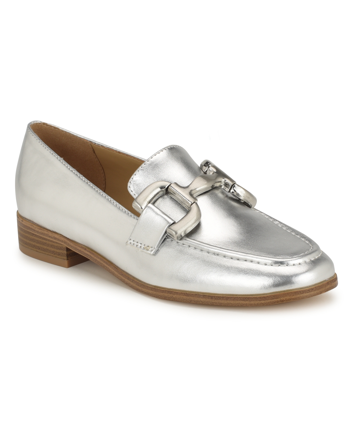 Nine West Women's Lilma Slip-on Round Toe Dress Loafers In Silver - Faux Leather