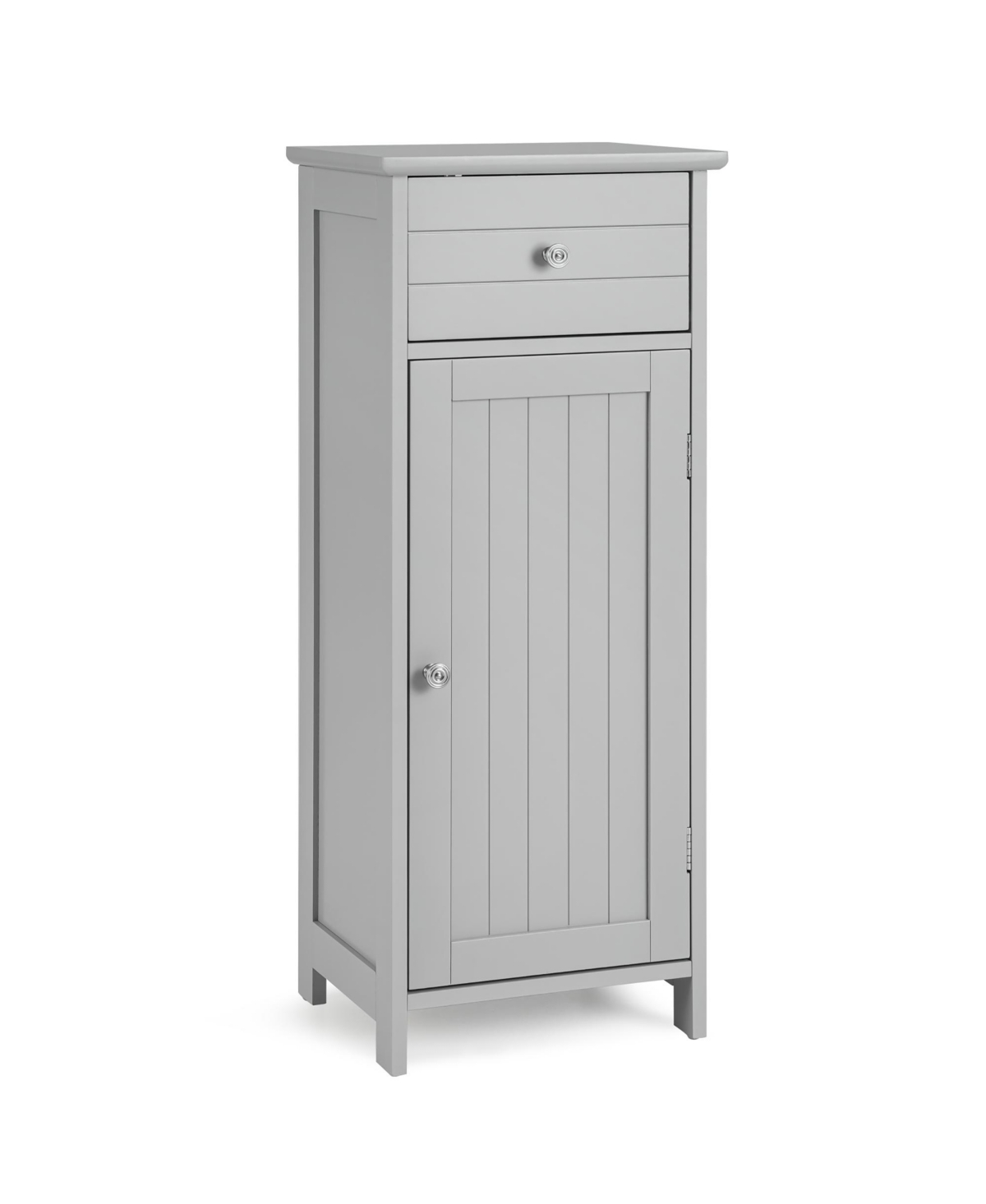 Wooden Bathroom Floor Storage Cabinet Organizer w/ Drawer Adjustable Shelf - Grey