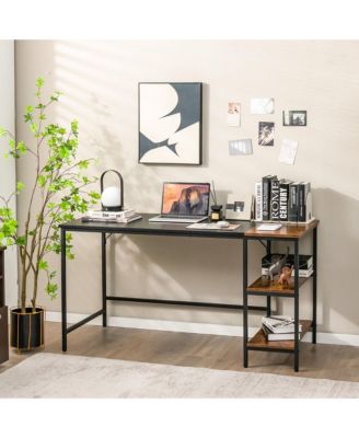 55'' Computer Desk Writing Workstation Study Table Home Office with Bookshelf