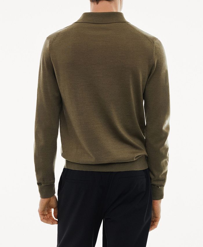 MANGO Men's 100% Merino Wool Long- Sleeved Polo Shirt - Macy's