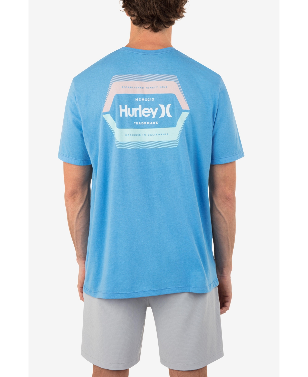 Shop Hurley Men's Everyday Split Short Sleeve T-shirt In Bliss Blue Heather