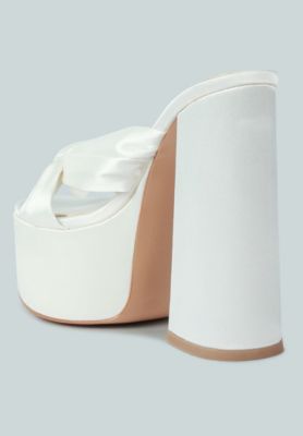 Womens Strobing Knotted Chunky Platform Heels sandals