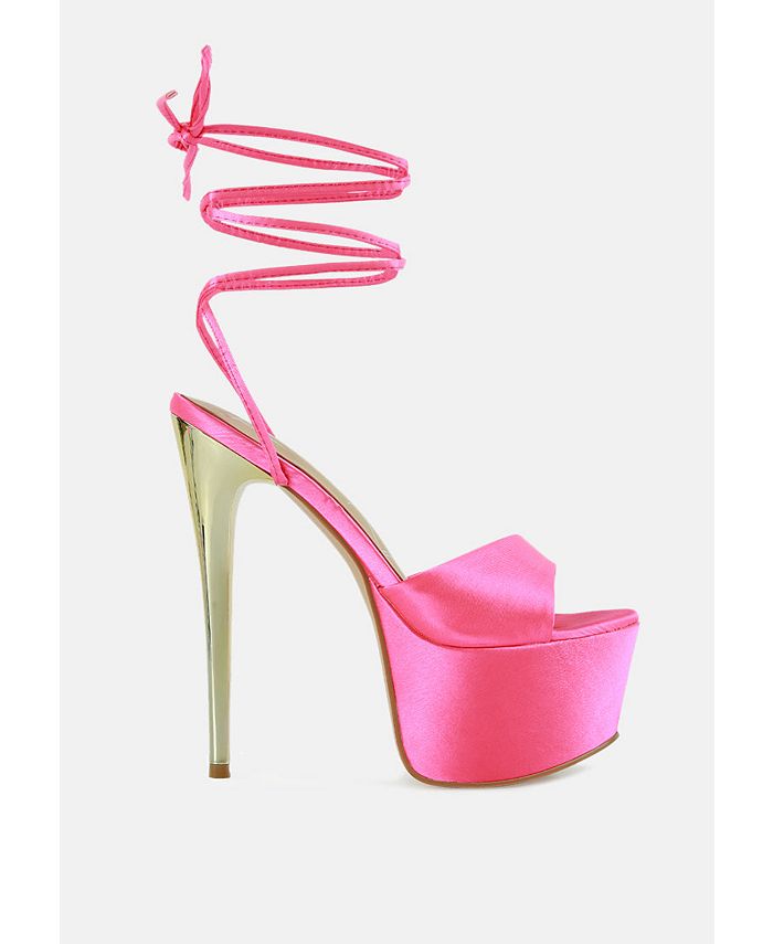 London Rag Women's Passion Fruit Dramatic Platform LaceUp Heel Sandals