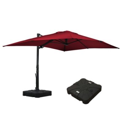 156"W x 120"D Rectangular Cantilever Umbrella with Detachable -level Brightness LED Light with Weight Base Included