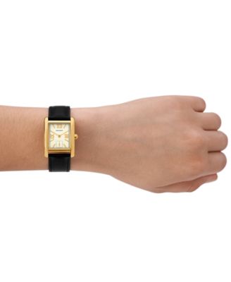 Tory Burch Women's The Eleanor Black Leather Strap Watch