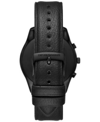 Emporio Armani Men's Chronograph Black Leather Strap Watch