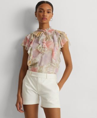 Lauren Ralph Lauren Petite Ruffled Flutter Sleeve Blouse Macy s