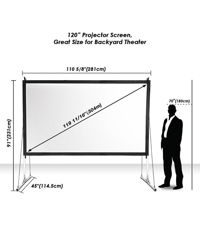 120" Portable Fast Folding Projector Screen 169 HD w/ Stand for