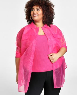 Nina Parker - Trendy Plus Size Organza Shirt Jacket