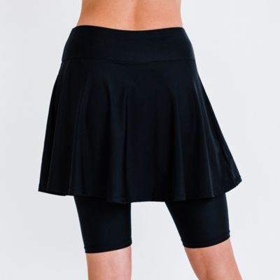 Women's Flared Mid-Thigh Swim Skirt With Bike Shorts