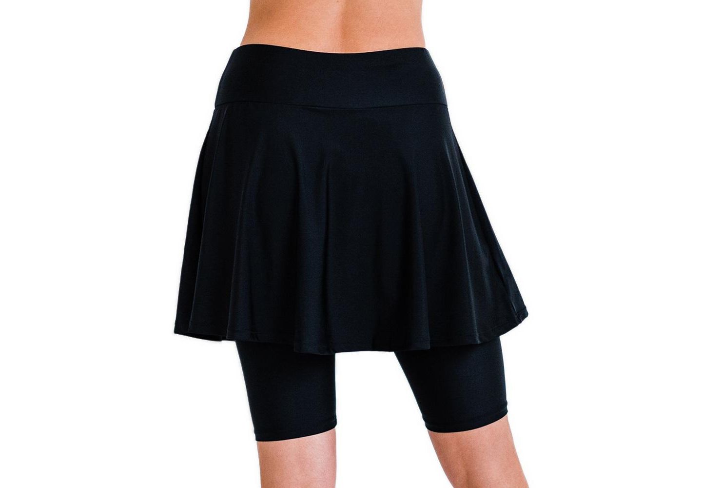 Женская юбка Calypsa Flared Mid-Thigh Swim Skirt With Bike Shorts, цвет: Чёрный — фото 3