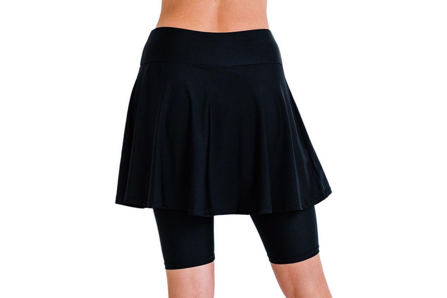 Women's Flared Mid-Thigh Swim Skirt With Bike Shorts