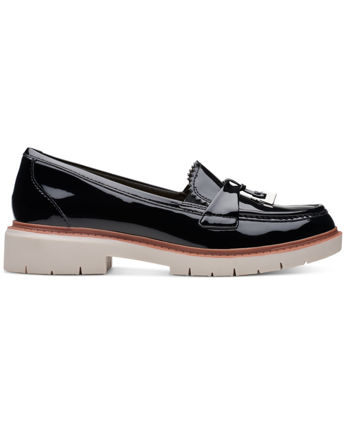Clarks Women's Westlynn Bella Hardware-trim Lug-sole Loafers In Black Pat