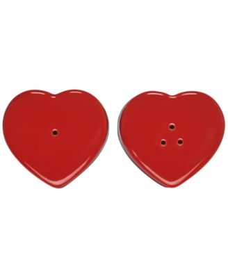 Stoneware Figural Heart Salt and Pepper Shakers, Set of 2