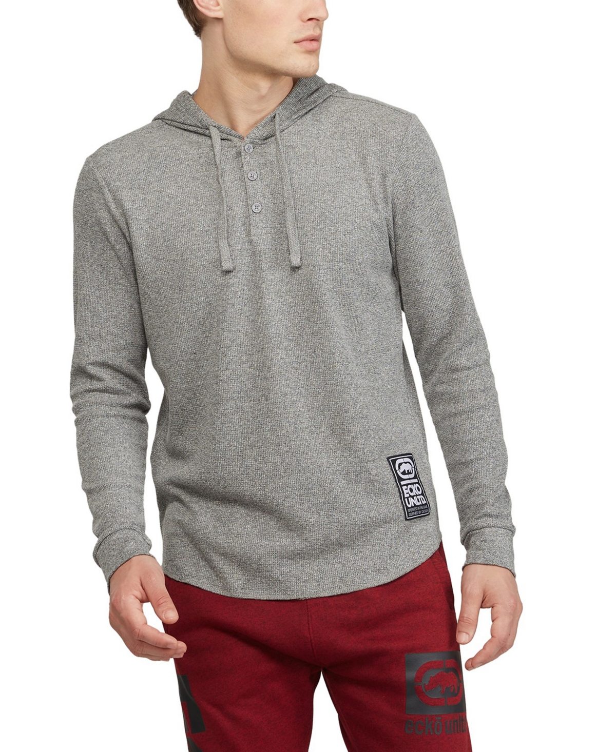 Shop Ecko Unltd Men's Hooded Solid Stunner 2.0 Thermal Sweater In Gray Marled