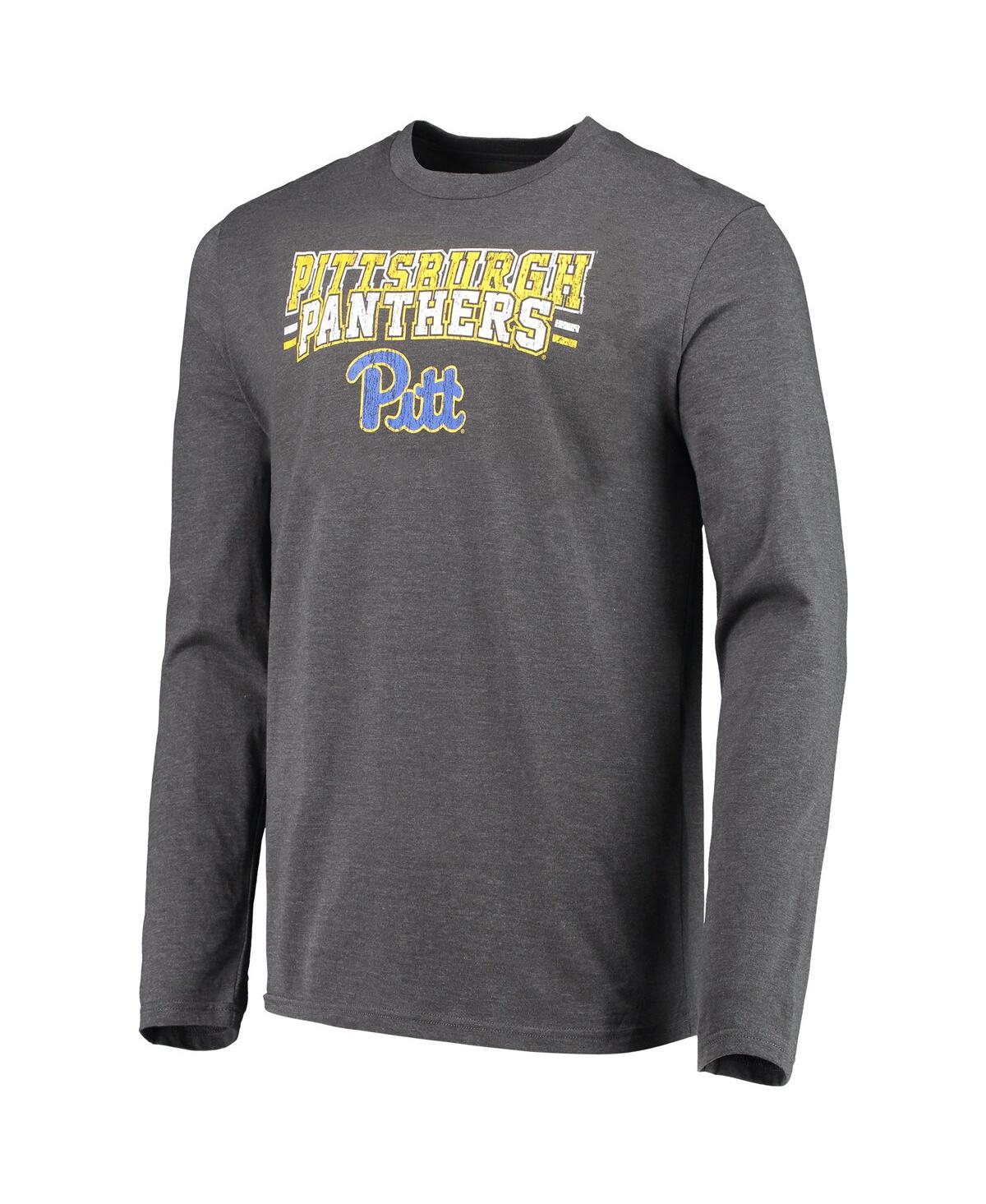 Men's Concepts Sport Heathered Charcoal Distressed Pitt Panthers Meter Long Sleeve T-shirt and Pants Sleep Set - Heather Charcoal