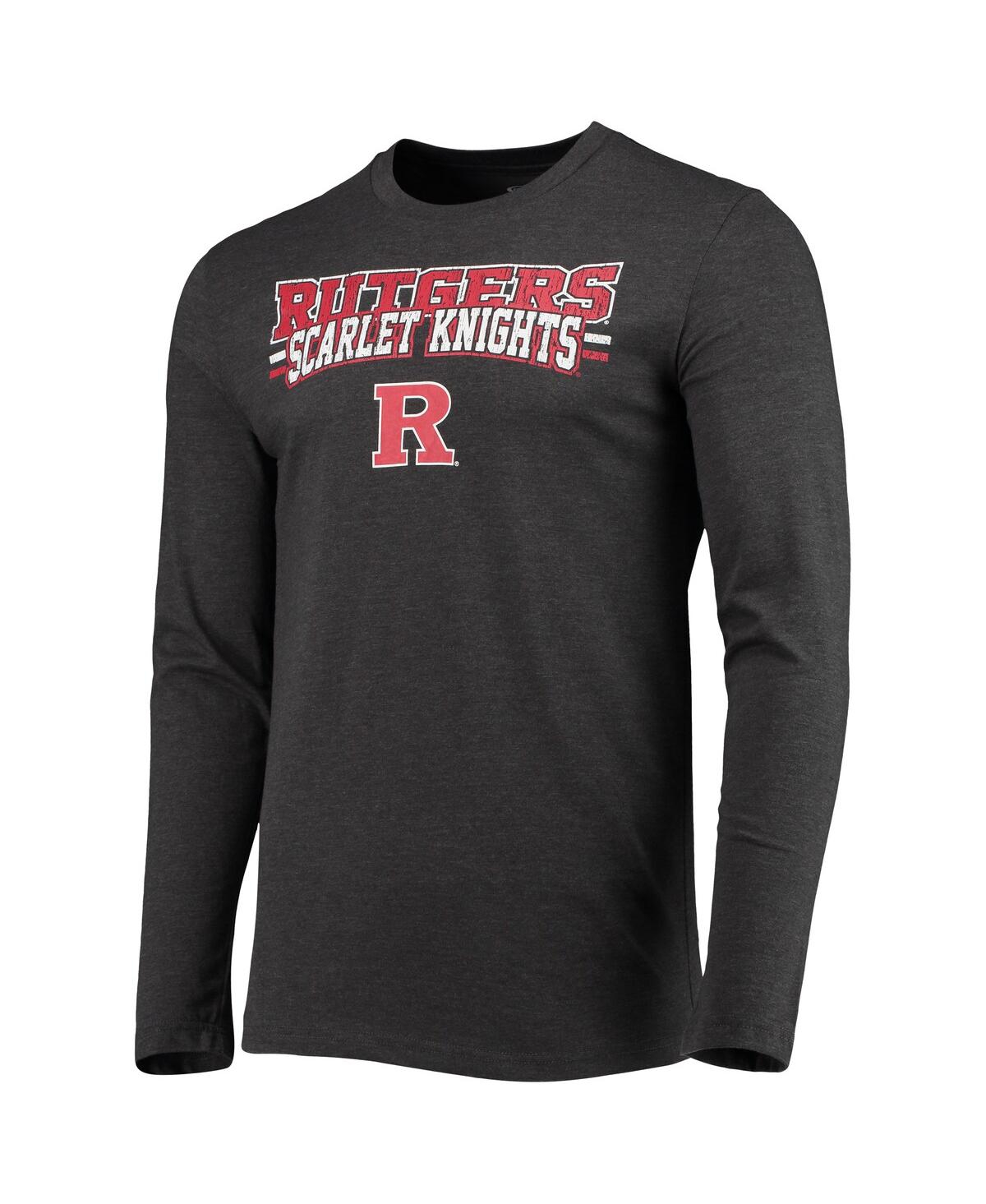 Concepts Sport Men's  Scarlet, Heathered Charcoal Distressed Rutgers Scarlet Knights Meter Long Sleev In Scarlet,heather Charcoal