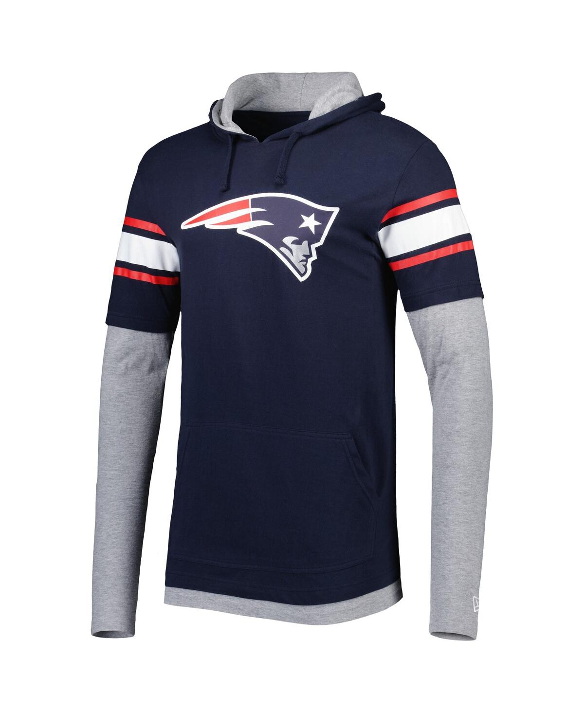 Shop New Era Men's  Navy New England Patriots Long Sleeve Hoodie T-shirt