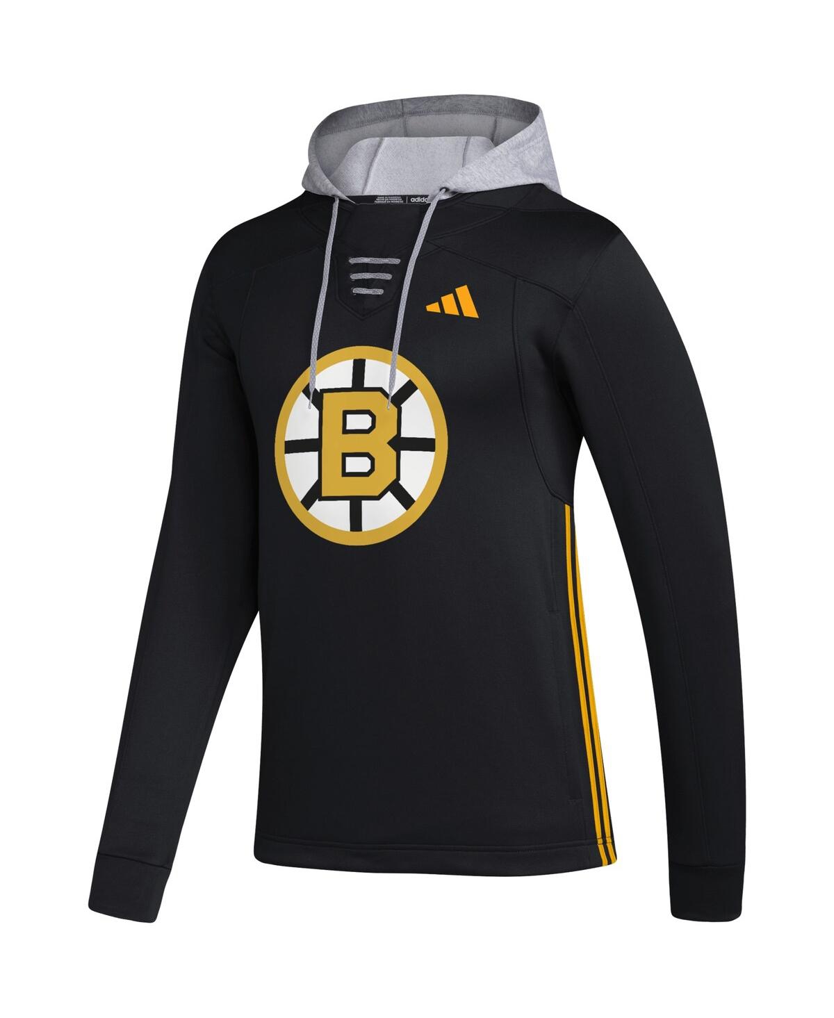 Shop Adidas Originals Men's Adidas Black Boston Bruins Refresh Skate Lace Aeroready Pullover Hoodie
