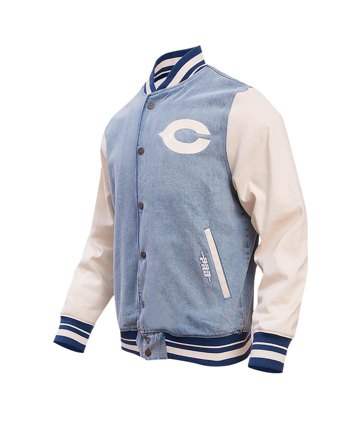 Shop Pro Standard Men's  Denim Distressed Chicago Bears Varsity Blues Full-snap Varsity Jacket