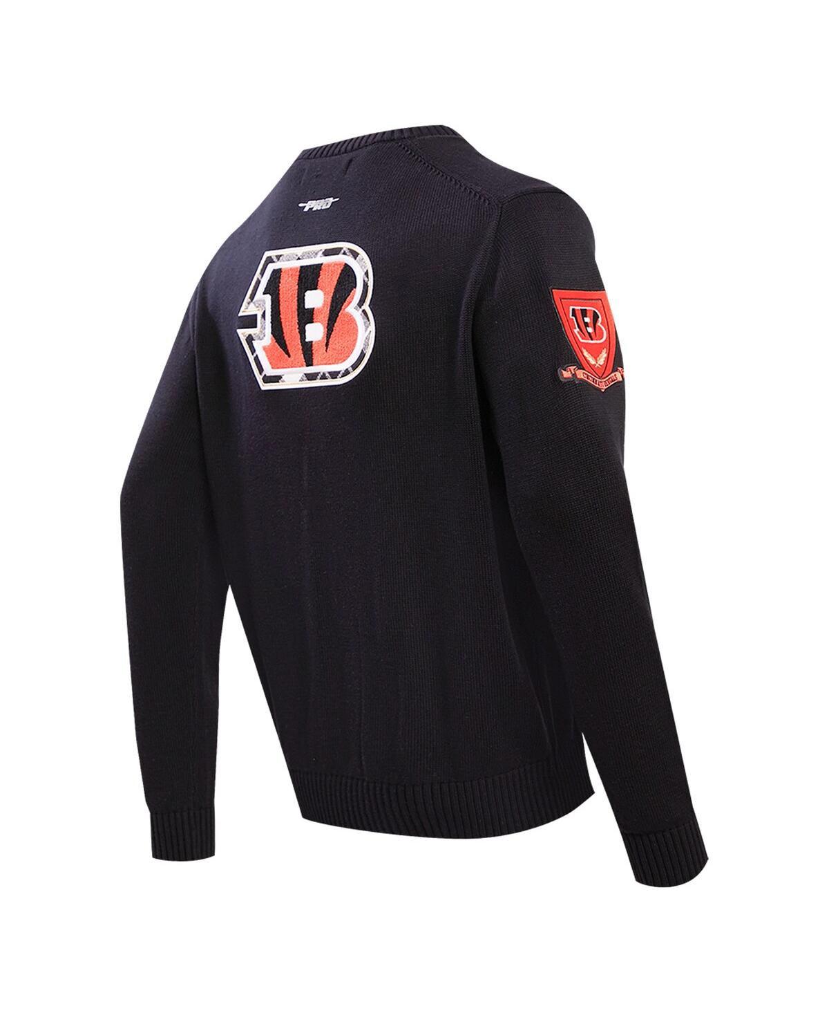 Shop Pro Standard Men's  Black Cincinnati Bengals Prep Button-up Cardigan Sweater