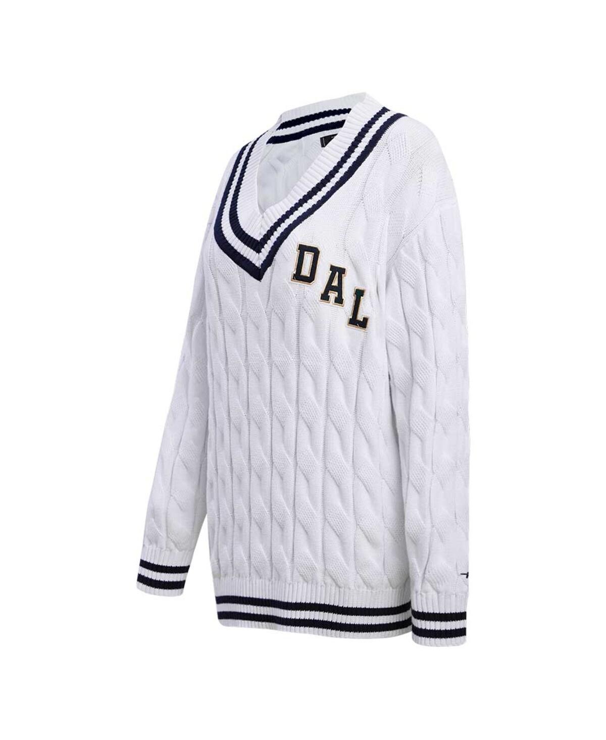 Shop Pro Standard Women's  White Dallas Cowboys Prep V-neck Pullover Sweater