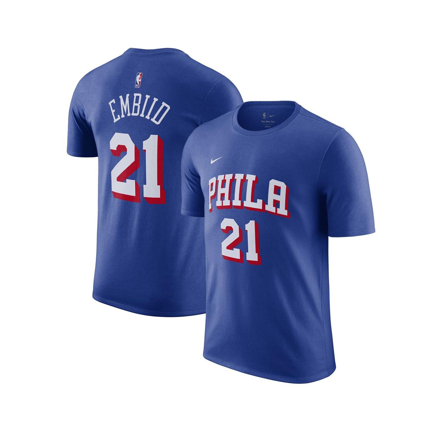 Men's Joel Embiid Royal Philadelphia 76ers Name and Number T-shirt