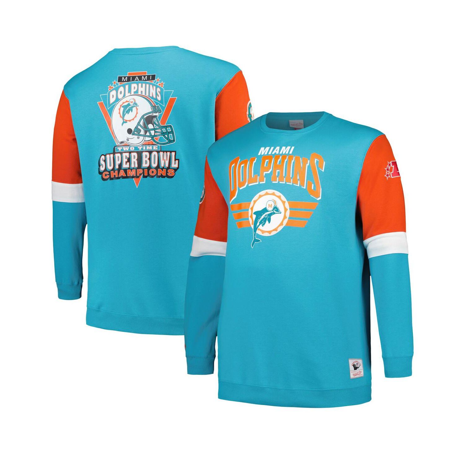 Men's Aqua Miami Dolphins Big and Tall Fleece Pullover Sweatshirt