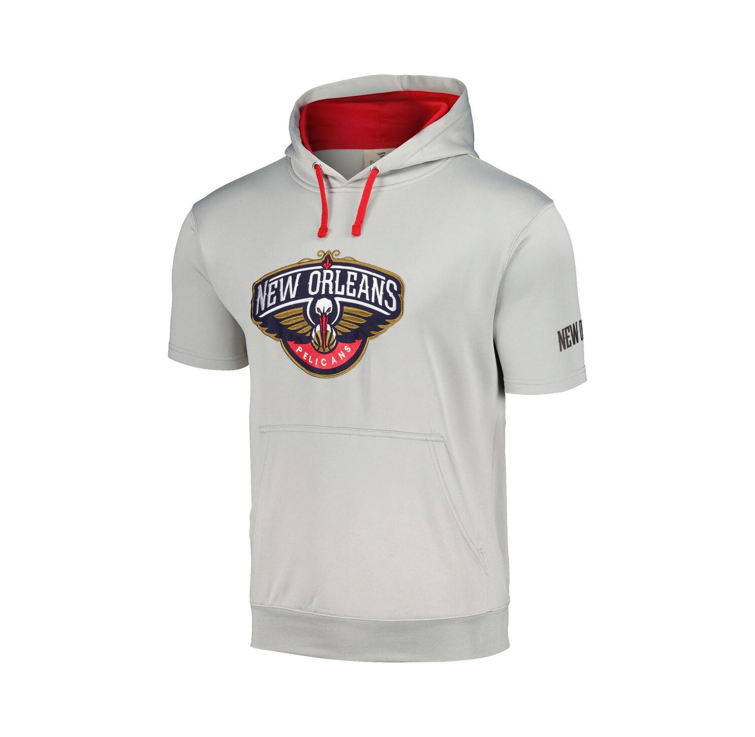 Men's Silver, Red New Orleans Pelicans Short Sleeve Pullover Hoodie