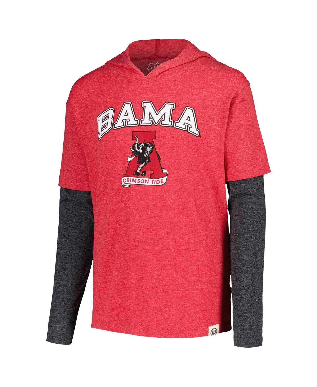 Shop Wes & Willy Big Boys  Crimson Distressed Alabama Crimson Tide Tri-blend Long Sleeve Hoodie T-shirt