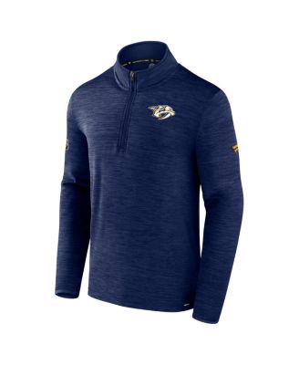 Men's Heather Navy Nashville Predators Authentic Pro Quarter-Zip Pullover Top
