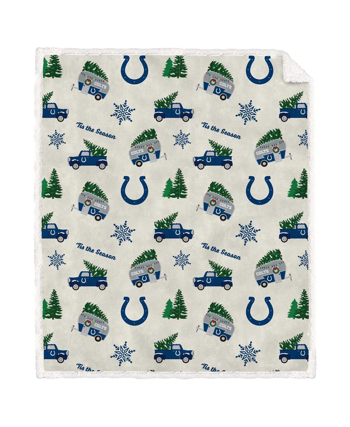 Pegasus Home Fashions Pegasus Indianapolis Colts Holiday Truck Repeat 50" X 60" Sherpa Flannel Fleece Blanket In Multi