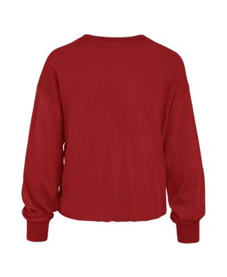 Women's Scarlet Distressed Ohio State Buckeyes Bottom Line Parkway Long Sleeve High Waist T-shirt