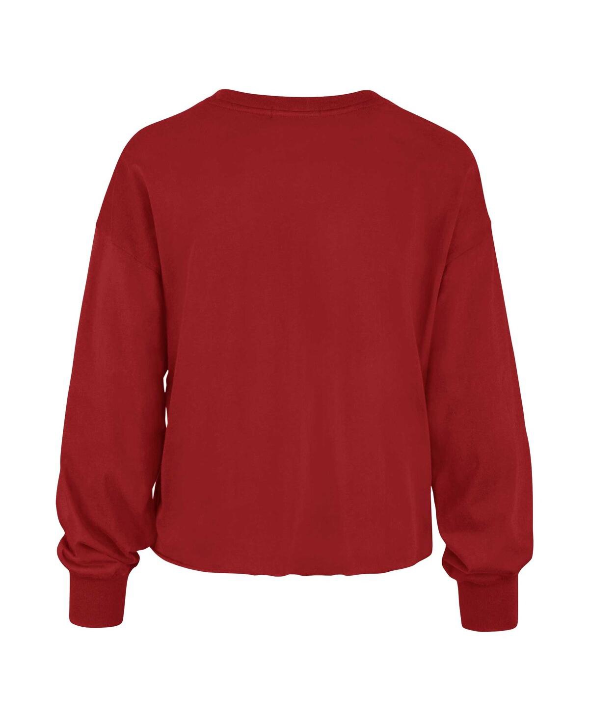 47 Brand Women's ' Scarlet Distressed Ohio State Buckeyes Bottom Line Parkway Long Sleeve High Waist In Scarlet