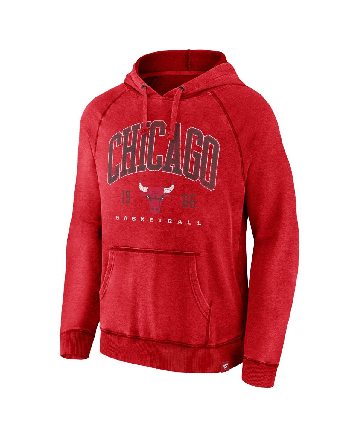Men's FanaticsDistressed Chicago Bulls Foul Trouble Snow Wash Raglan Pullover Hoodie - Heather Red