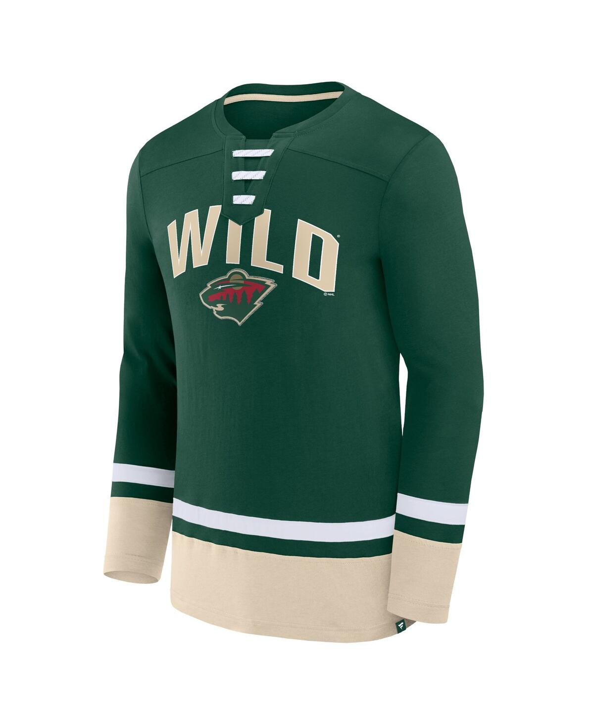 Men's FanaticsMinnesota Wild Back Pass Lace-Up Long Sleeve T-shirt - Green