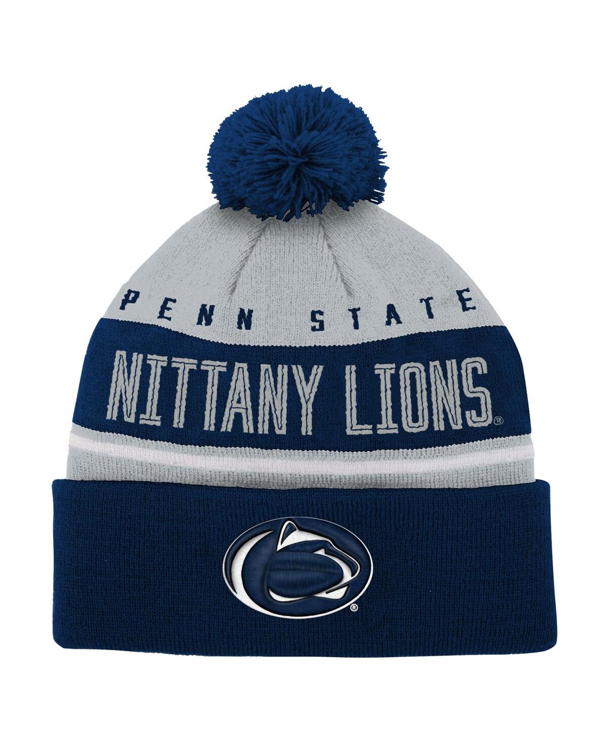Outerstuff Kids' Youth Boys Navy Penn State Nittany Lions Redzone Jacquard Cuffed Knit Hat With Pom In Blue