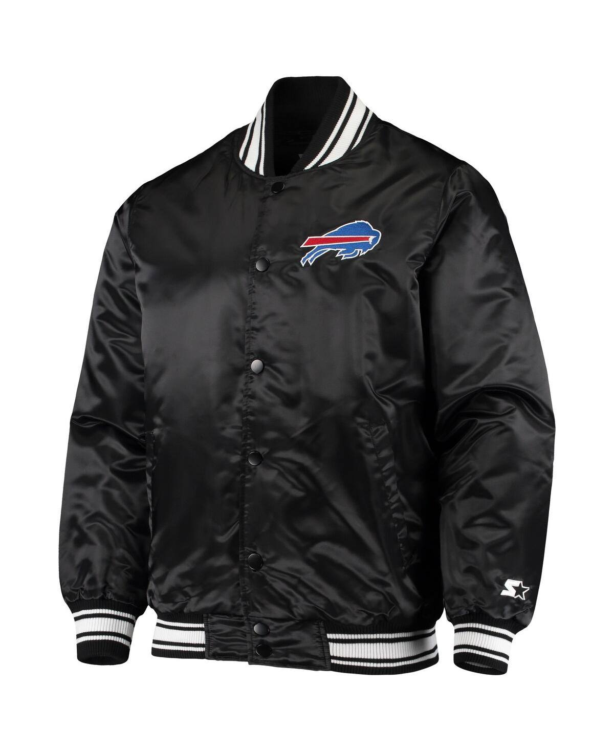 Starter Men's  Black Buffalo Bills Locker Room Satin Varsity Full-snap Jacket In Black