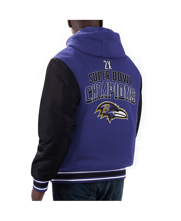 G Iii Sports By Carl Banks Mens Purple Black Baltimore Ravens Player Option Full Zip Hoodie 