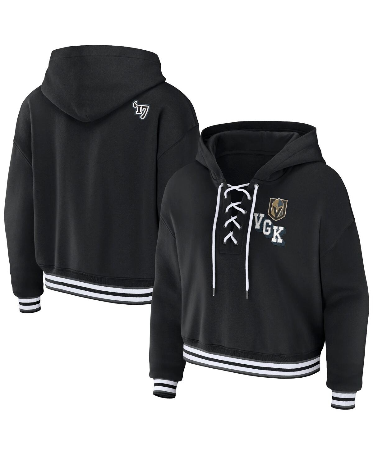Shop Wear By Erin Andrews Women's  Black Vegas Golden Knights Lace-up Pullover Hoodie
