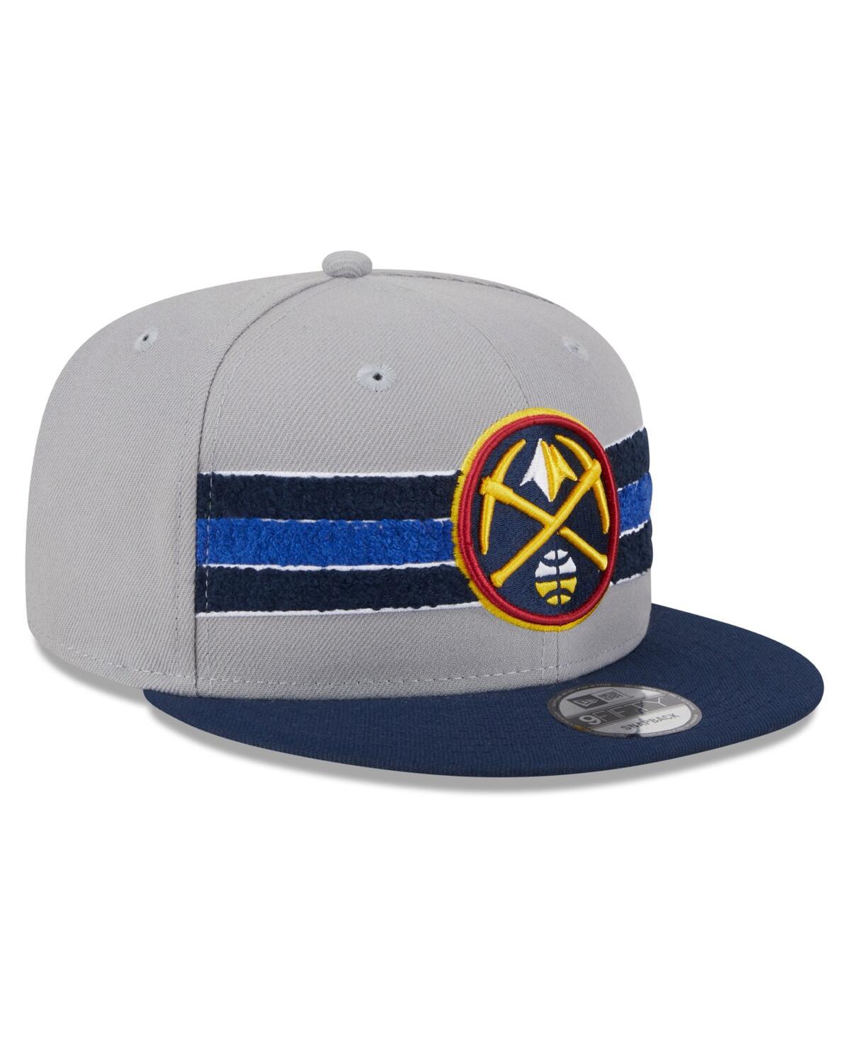 Shop New Era Men's  Gray Denver Nuggets Chenille Band 9fifty Snapback Hat