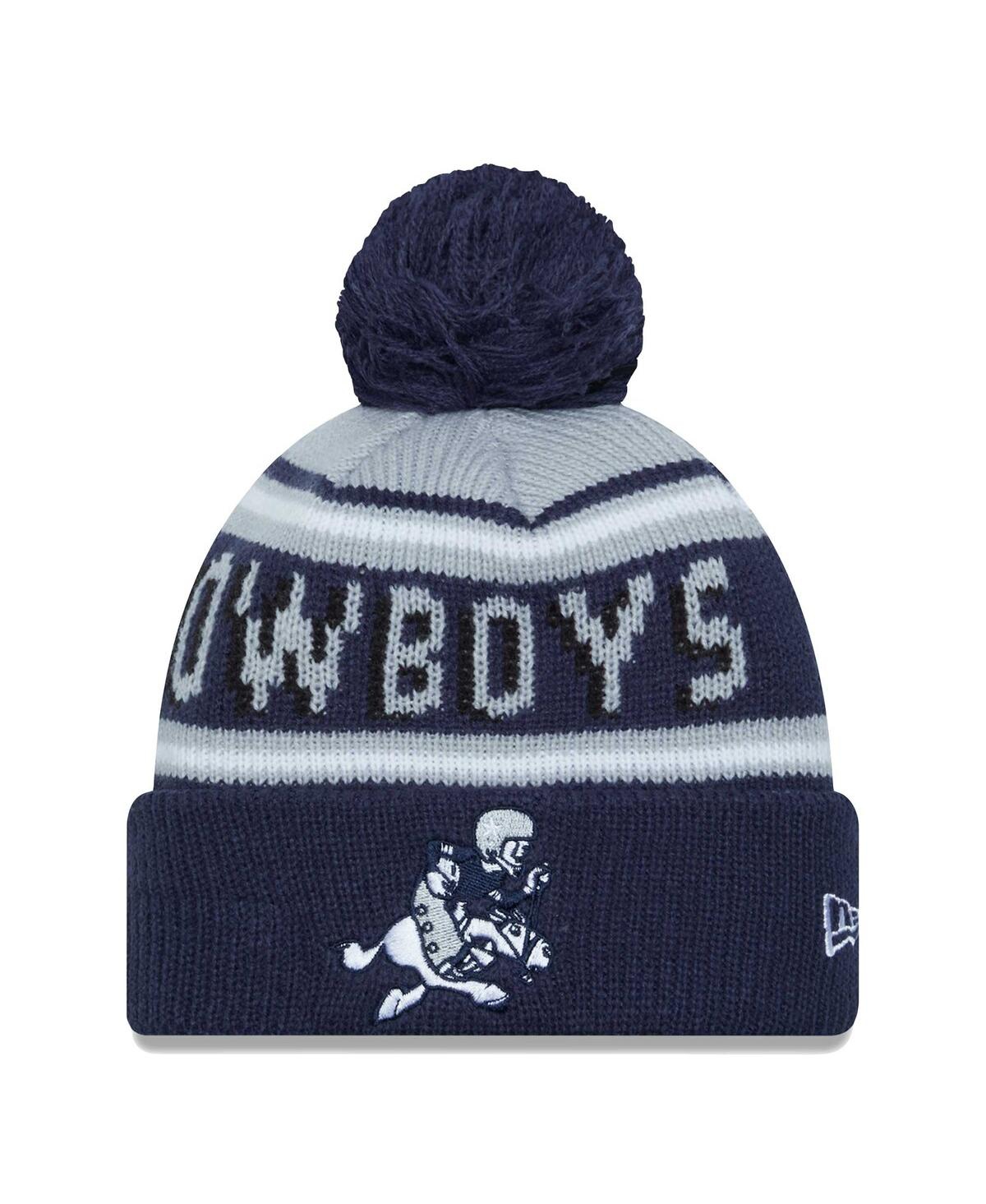 New Era Youth Boys  Gray, Navy Distressed Dallas Cowboys Gridiron Classics Main Cuffed Knit Hat With In Gray,navy