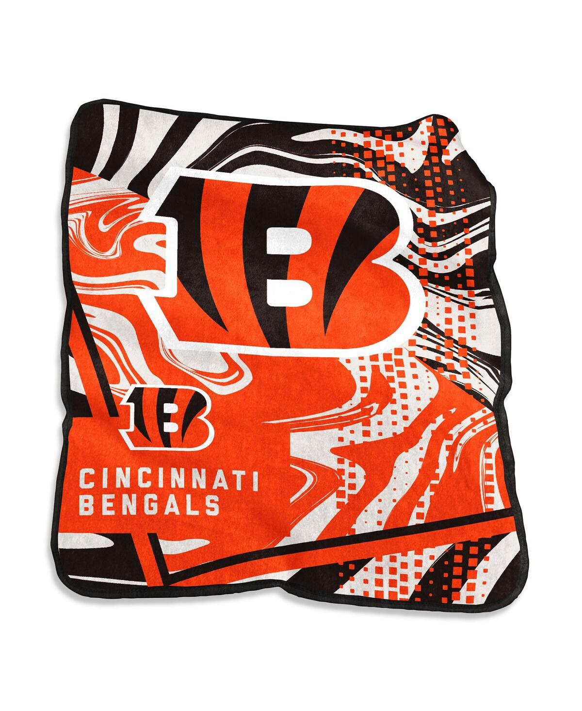 Logo Brands Cincinnati Bengals 50" X 60" Swirl Raschel Throw Blanket In Orange,black