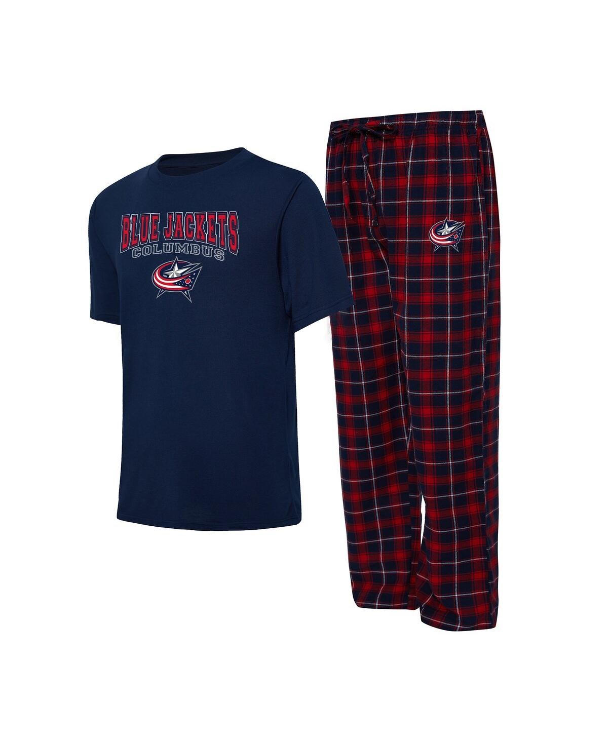 Concepts Sport Men's  Navy, Red Columbus Blue Jackets Arctic T-shirt And Pajama Pants Sleep Set In Navy,red